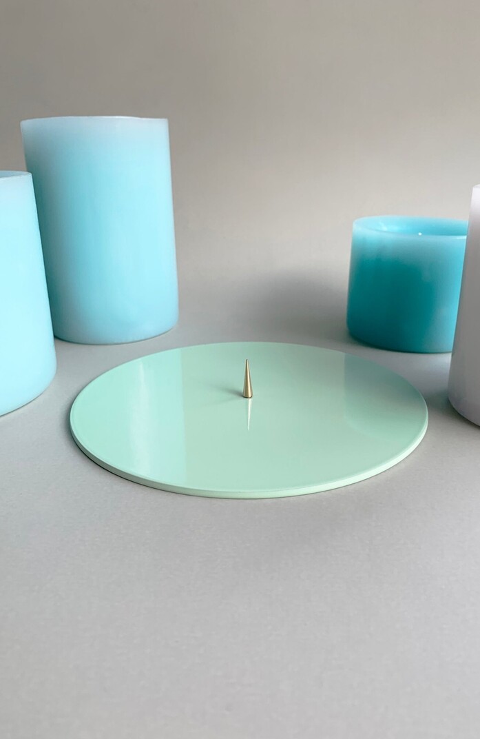 Kolor candleplate kerzenteller candleholder pillarcandle mint pastelgruen 03 portrait 1313x2020