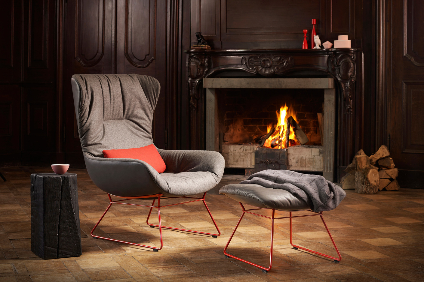 Leya Cocktail Wingback Chair mit Drahtgestell