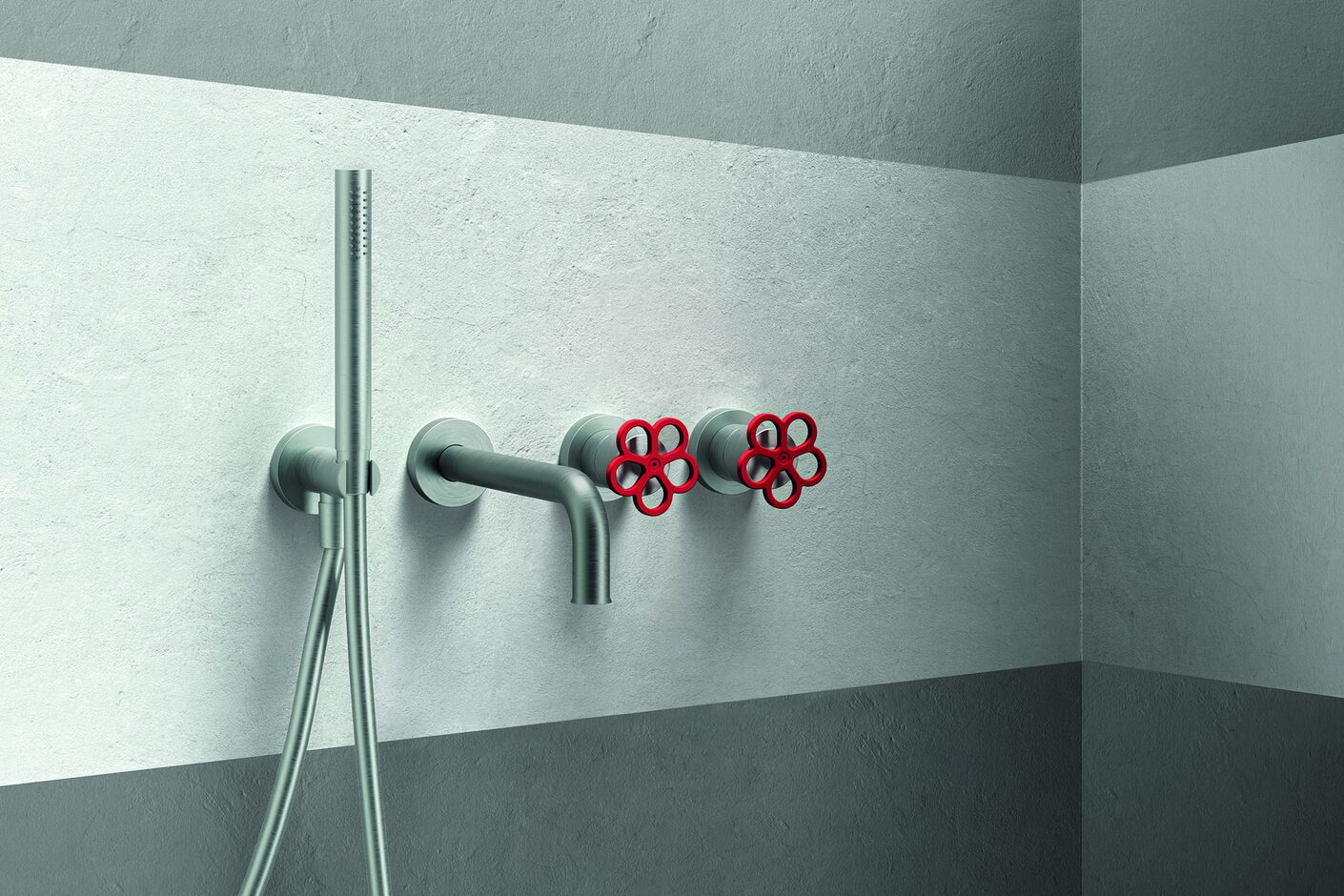 AW/EX PIPE Boffi Fantini Aboutwater / Built-in bathtub mixer - Brushed Stainless Steel/Red