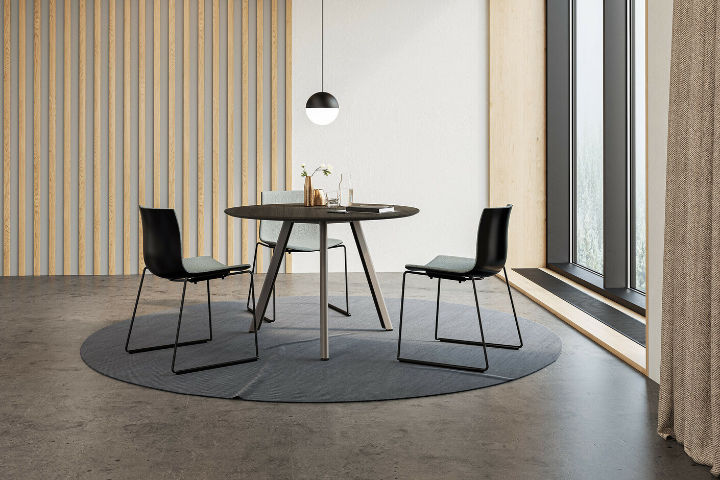Slide meeting table round