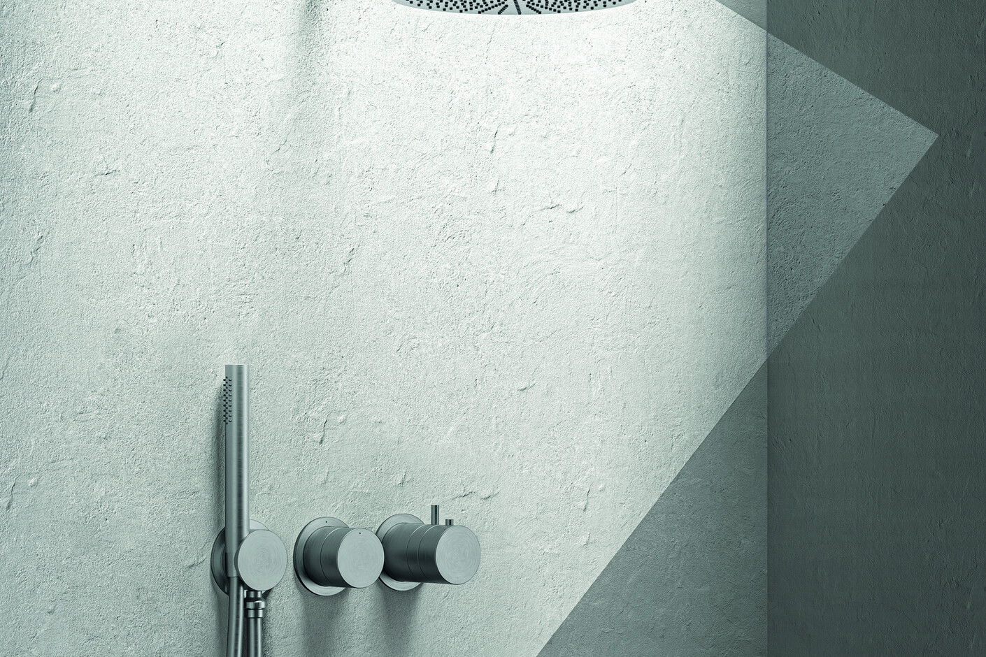 AC/EX ECLIPSE Aboutwater Boffi / Rain showerhead Ø cm 24 with shower arm - shower set3/4” built-in thermostatic shower mixer - Brushed Stainless Steel