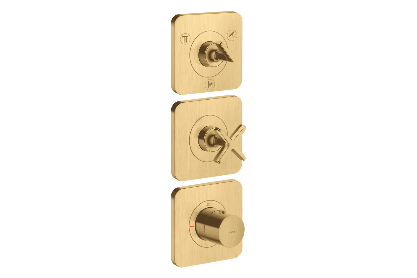 AXOR Citterio E Thermostatmodul 380/120 Unterputz für 3 Verbraucher mit Rosetten Brushed Gold Optic