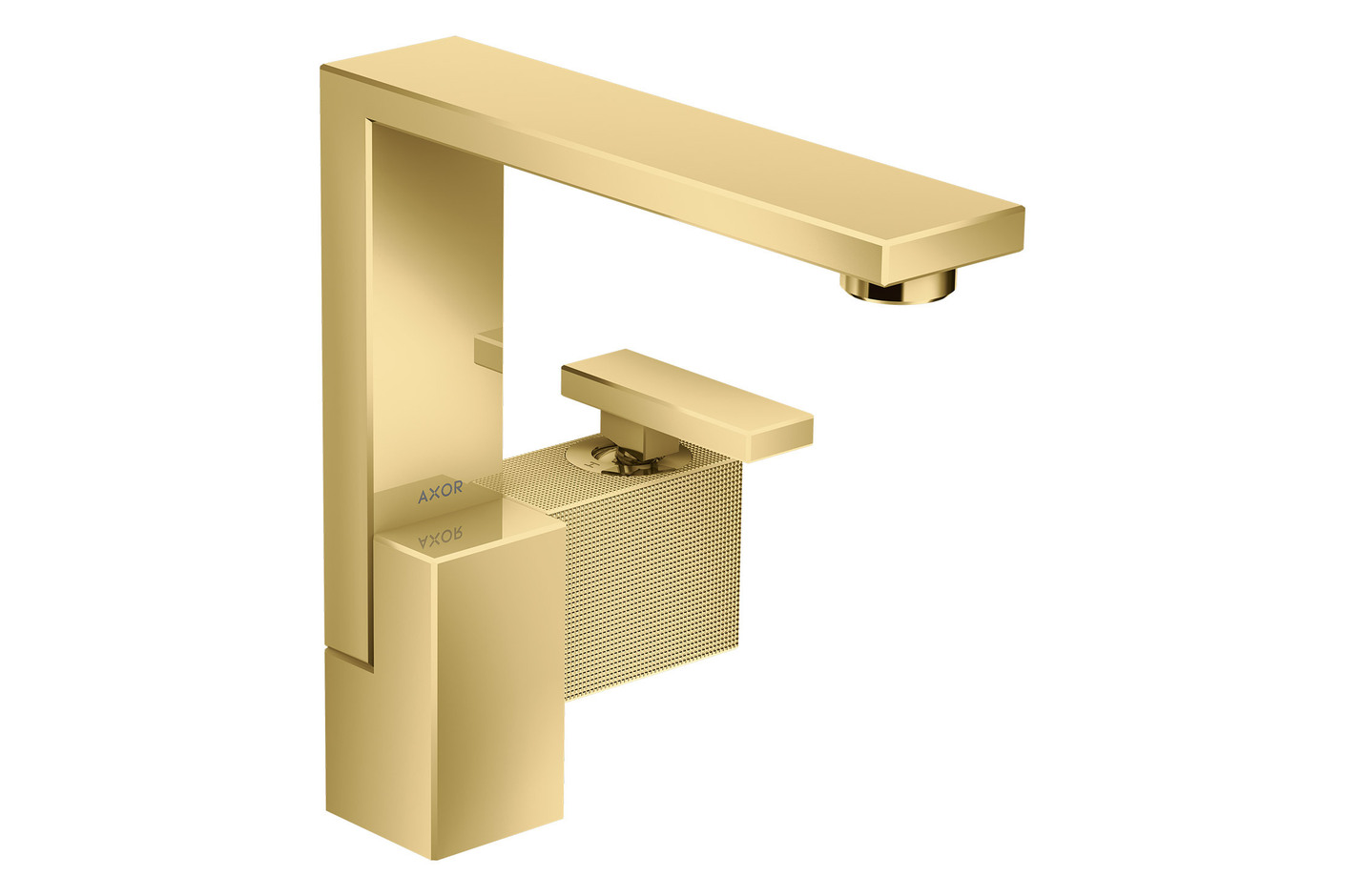 AXOR Edge Einhebel-Waschtischmischer 190 mit Push-Open Ablaufgarnitur - Diamantschliff Polished Gold Optic
