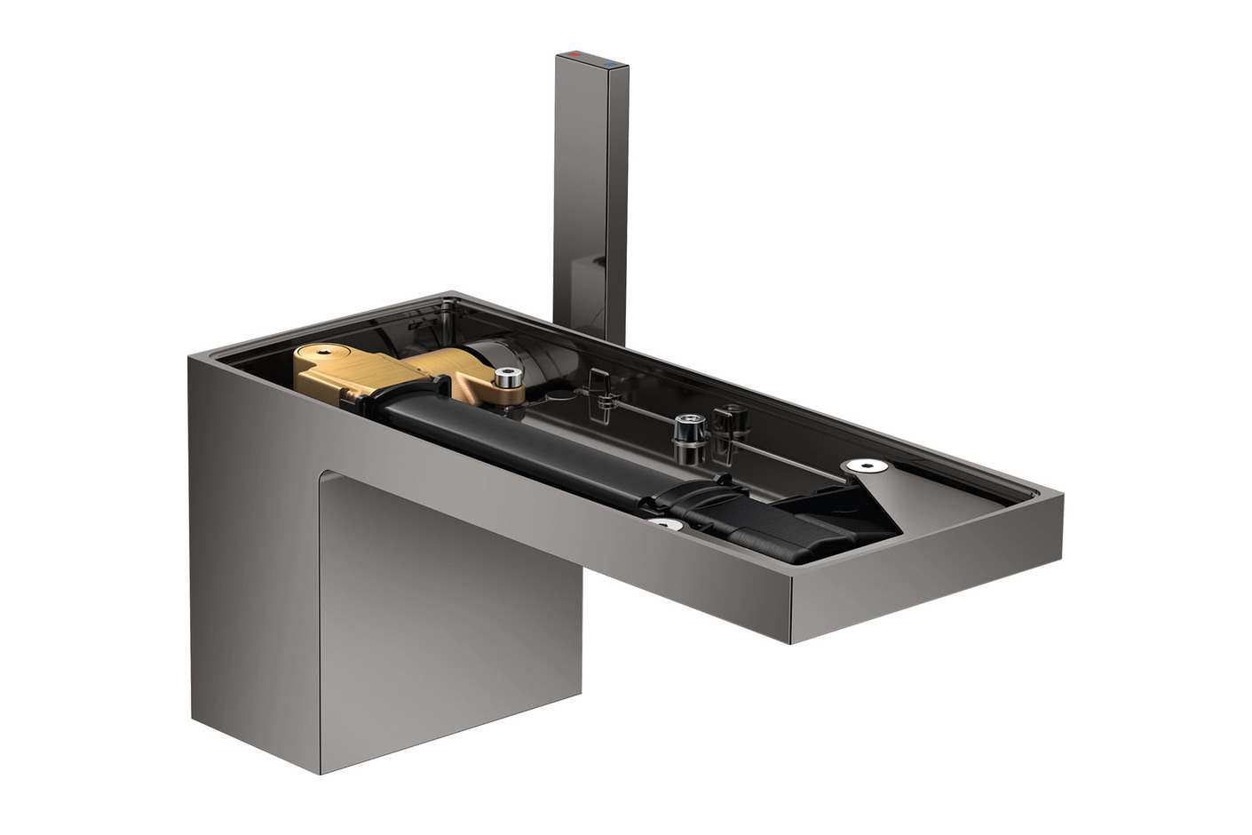 AXOR MyEdition Einhebel-Waschtischmischer 70 mit Push-Open Ablaufgarnitur ohne Platte Polished Black Chrome