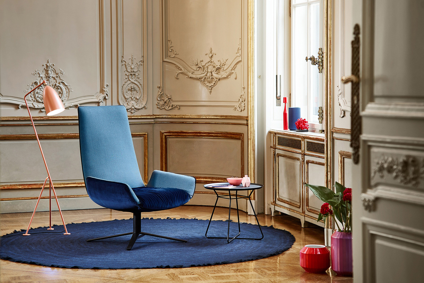 Amelie Lounge Chair mit Fußkreuz mit Wipp-Kippmechanik
