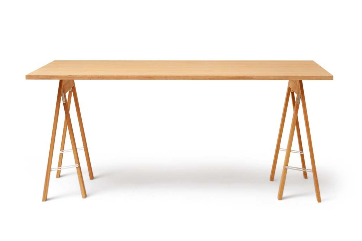 Form and Refine Linear Tabletop 165x88 Oak top oak trestle front