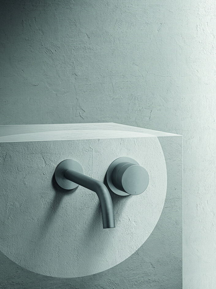 AC/EX ECLIPSE Aboutwater Boffi / Wall-mount washbasin mixer - Brushed Stainless Steel