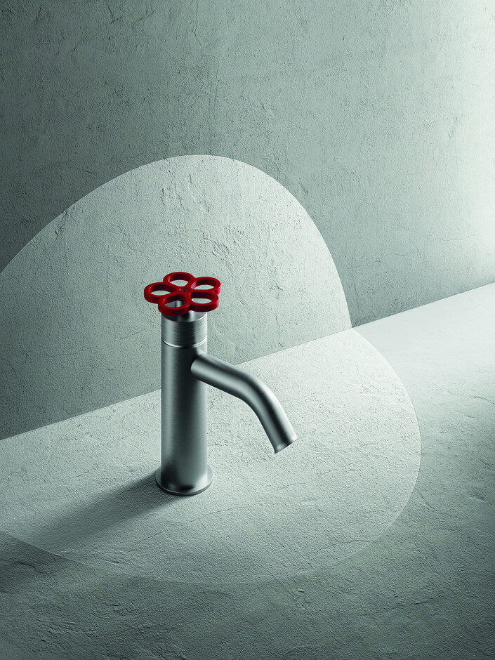 AW/EX PIPE Boffi Fantini Aboutwater / 1-Loch-Küchenmischer - Edelstahl Gebürstet/Rot