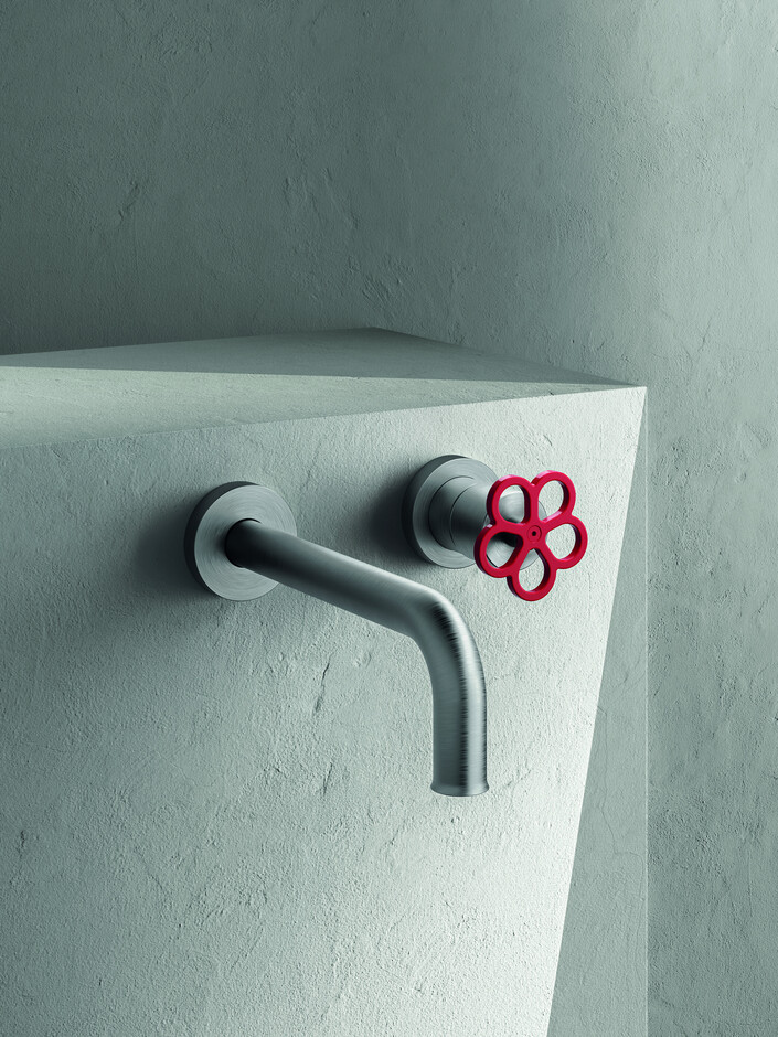 AW/EX PIPE Boffi Fantini Aboutwater / Wandwaschtischmischer - Edelstahl Gebürstet/Rot