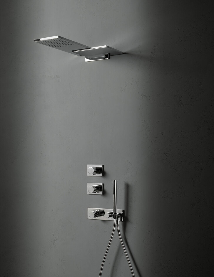 Milano 3/4 built-in thermostatic shower mixer - Double showerhead