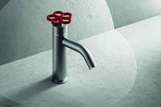 AW/EX PIPE Boffi Fantini Aboutwater / 1-Loch-Küchenmischer - Edelstahl Gebürstet/Rot  von  Fantini