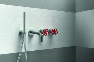 AW/EX PIPE Boffi Fantini Aboutwater / Built-in bathtub mixer - Brushed Stainless Steel/Red  by  Fantini