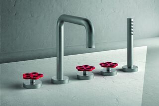 AW/EX PIPE Boffi Fantini Aboutwater / Deck-mount bathtub mixer - Brushed Stainless Steel  by  Fantini