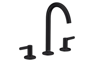 AXOR One 3-hole basin mixer 170 with push-open waste set Matt Black  by  AXOR