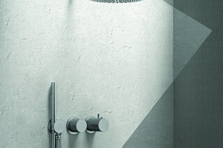 AC/EX ECLIPSE Aboutwater Boffi / Rain showerhead Ø cm 24 with shower arm - shower set3/4” built-in thermostatic shower mixer - Brushed Stainless Steel  by  Fantini