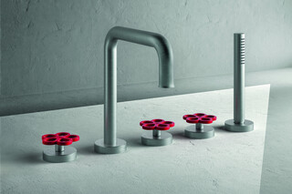 AW/EX PIPE Boffi Fantini Aboutwater / Deck-mount bathtub mixer - Brushed Stainless Steel  by  Fantini
