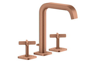 AXOR Citterio E 3-hole basin mixer 170 with escutcheons and pop-up waste set brushed red gold  by  AXOR