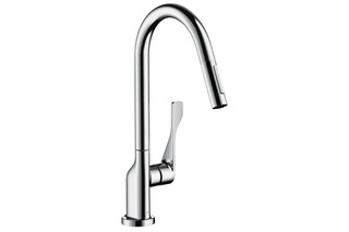 AXOR Citterio Single lever kitchen mixer 250 with pull-out spray Brushed Black Chrome  by  AXOR