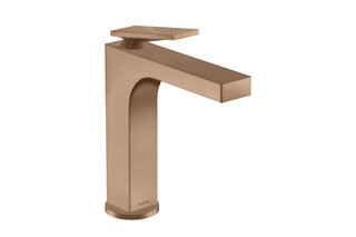 AXOR Citterio Single lever basin mixer 160 with lever handle and pop-up waste set - rhombic cut brushed red gold  by  AXOR