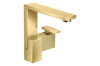 AXOR Edge Single lever basin mixer 190 with push-open waste set - diamond cut Polished Gold Optic  by  AXOR