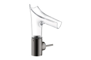 AXOR Starck V Single lever basin mixer 140 with glass spout and waste set Polished Black Chrome  by  AXOR