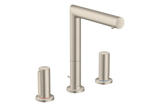 AXOR Uno 3-hole basin mixer 200 with zero handles and pop-up waste set brushed nickel  by  AXOR
