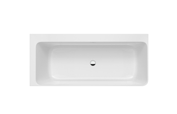 Ona Asymmetric left corner Stonex® bathtub with panels. Includes click-clack drain, trap and integrated overflow.