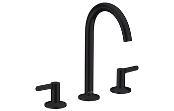 AXOR One 3-hole basin mixer 170 with push-open waste set Matt Black