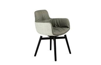 Leya Armchair High with wooden frame with cross, rotatablewith autoreturn