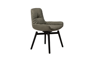 Leya Armchair Low with wooden frame with cross, rotatablewith autoreturn