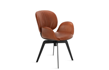 Ivy Armchair with flat steel frame with cross, rotatable & autoreturn