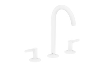 AXOR One 3-hole basin mixer 170 with push-open waste set | matt white
