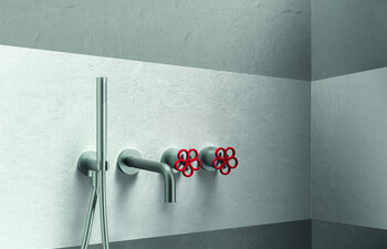 AW/EX PIPE Boffi Fantini Aboutwater / Built-in bathtub mixer - Brushed Stainless Steel/Red