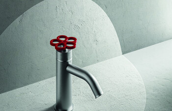 AW/EX PIPE Boffi Fantini Aboutwater / Single-hole sink mixer - Brushed Stainless Steel/Red