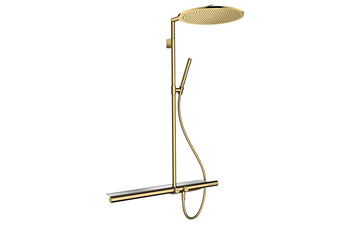 AXOR ShowerSolutions Showerpipe with thermostat 800 and overhead shower 350 1jet Polished Gold Optic