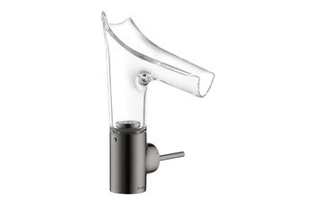 AXOR Starck V Single lever basin mixer 140 with glass spout and waste set Polished Black Chrome