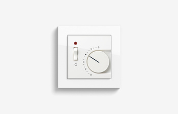 Room temperature controller with NC contact 1-way switch and control light, pure white glossy (including E2)