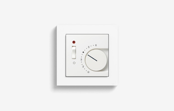 Room temperature controller with NC contact 1-way switch and control light, pure white matt (including E2)