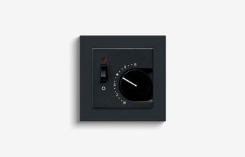 Room temperature controller with NC contact 1-way switch and control light, black (including E2)