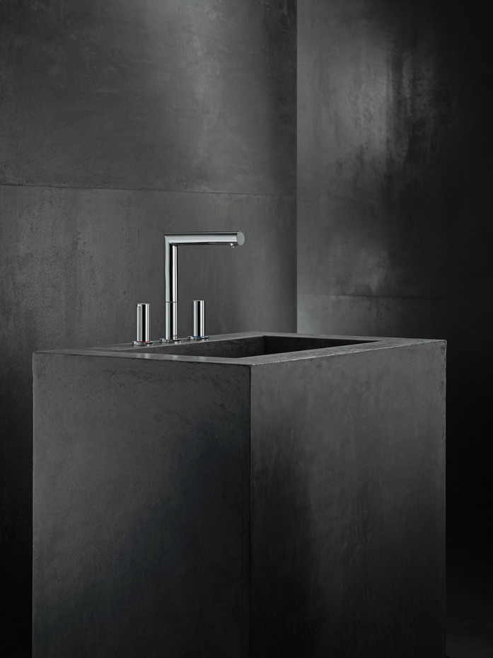 AXOR Uno 3 Loch Waschtischarmatur 200 mit Zerogriffen und Zugstangen Ablaufgarnitur Brushed Nickel 03