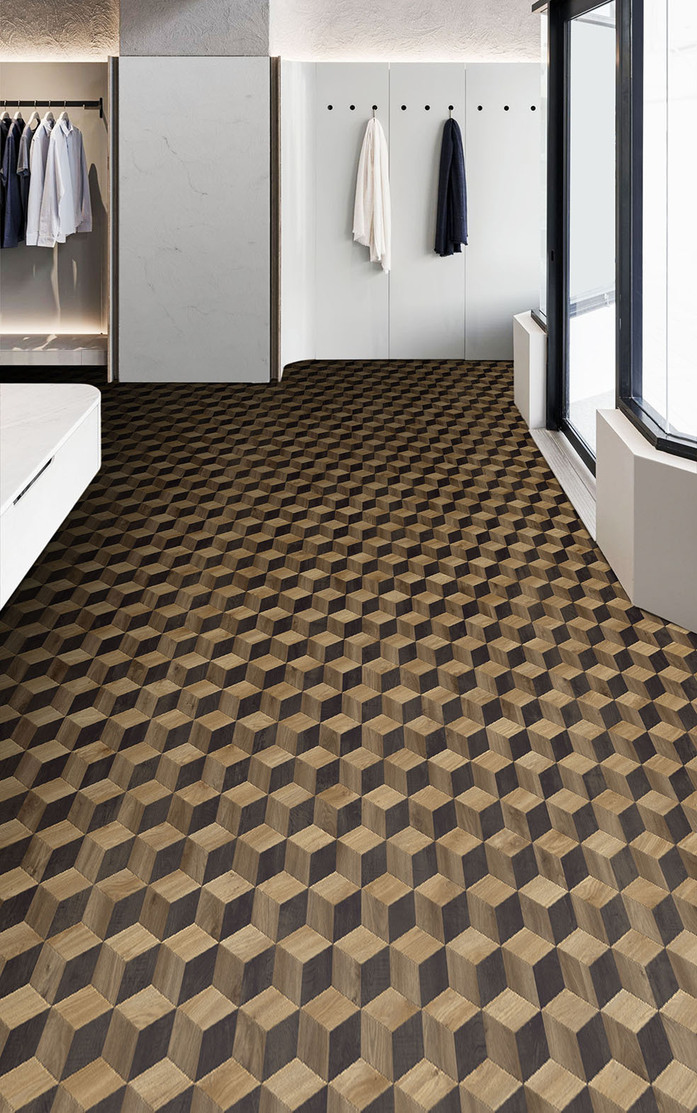 Pattern 273 Studio Moods Diamond 3 D Cubes Country Oak 991 Sierra Oak 876 and 346