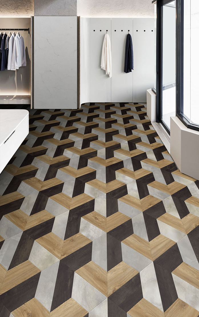 Pattern 288 Studio Moods 3 D Mesh Country Oak 991 Sierra Oak 346 Cloud Stone 244
