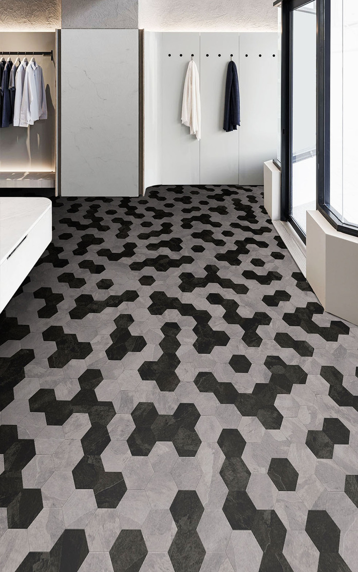 Pattern 336 Studio Moods Hexagon DUO Mustang Slate 928 Mustang Slate 998