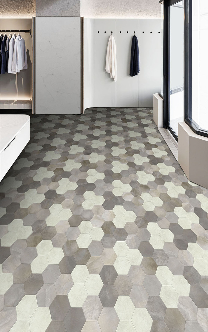 Pattern 352 Studio Moods Hexagon Motion Cloud Stone 854 Jura Stone 110 Cloud Stone 244