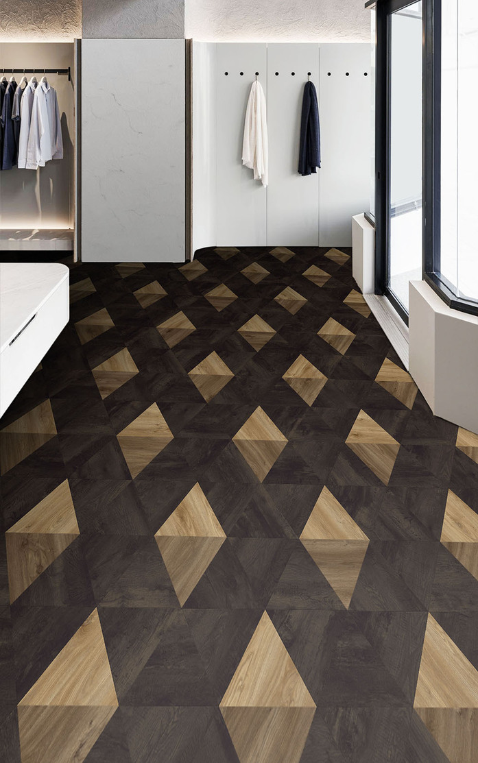 Pattern 363 Studio Moods Triangles Twin Tip Sierra Oak 346 and 876 Country Oak 991