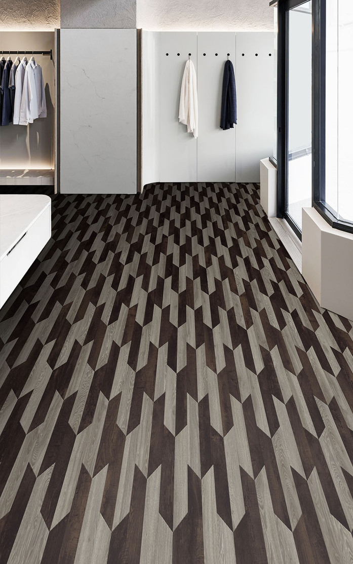 Pattern 374 Studio Moods Arrow Chevron Drop Blackjack Oak 937 Country Oak 991