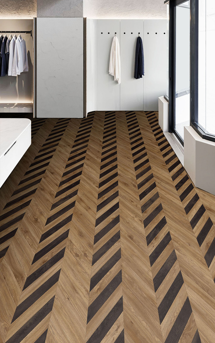 Pattern 419 Studio Moods Chevron Dash Colour Graded Sierra Oak 346 Country Oak 991
