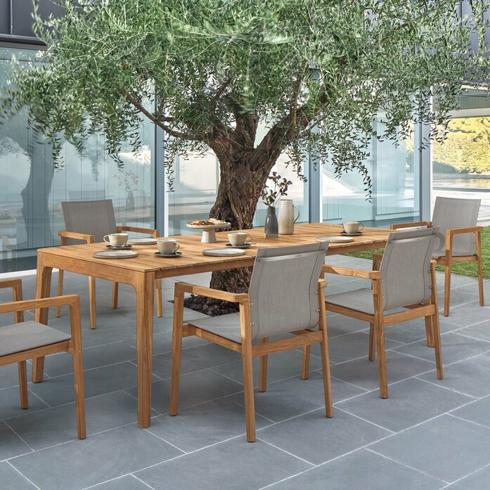 Gartenmoebel garten stuehle armlehnstuhl teak polymergewebe uv bestaendig derry ambiente3