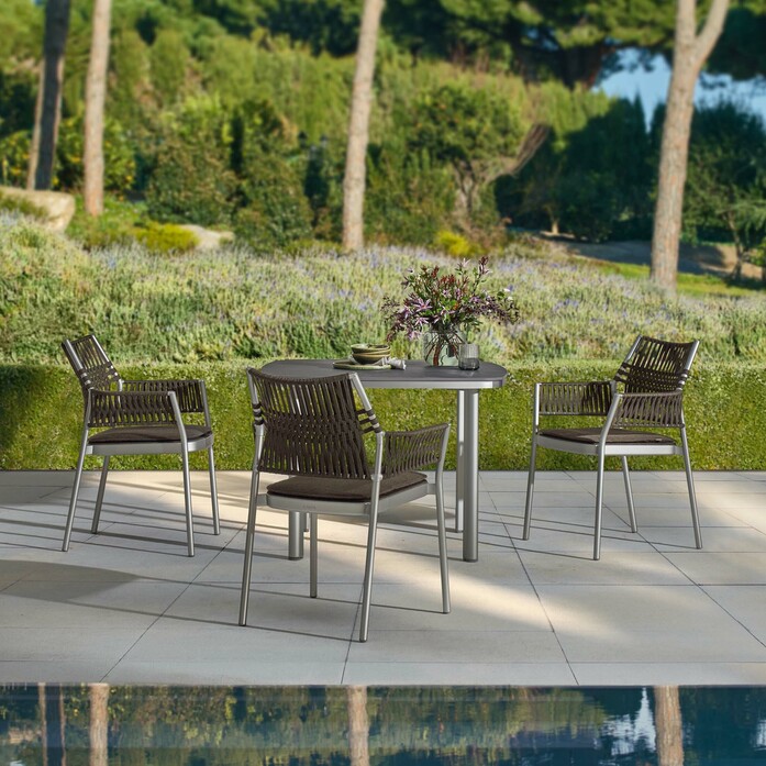 Gartenmoebel garten stuhl tisch braun edelstahl armlehnstuhl temper ambiente