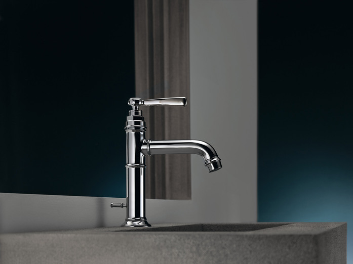 AXOR Montreux Einhebel Waschtischmischer 100 mit Hebelgriff und Zugstangen Ablaufgarnitur Polished Black Chrome 05